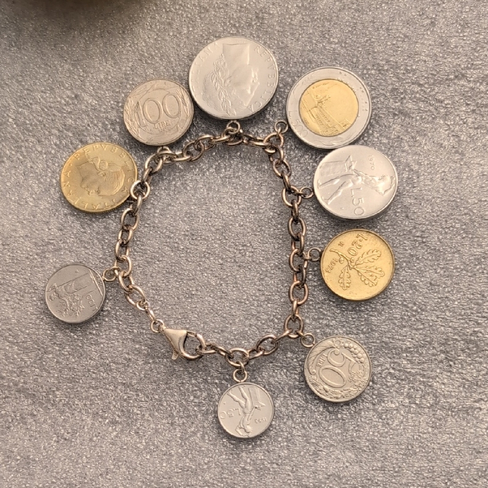 Vintage Italian Sterling Silver Bracelet With Coin Charms - Picture 3 of 8